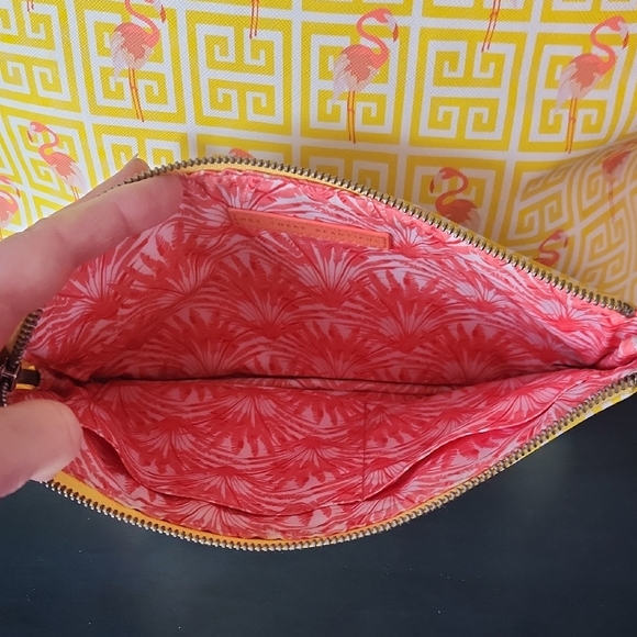 Stella & Dot Large Flamingo Tote Bag w Pouch Twofer - Picture 5 of 10